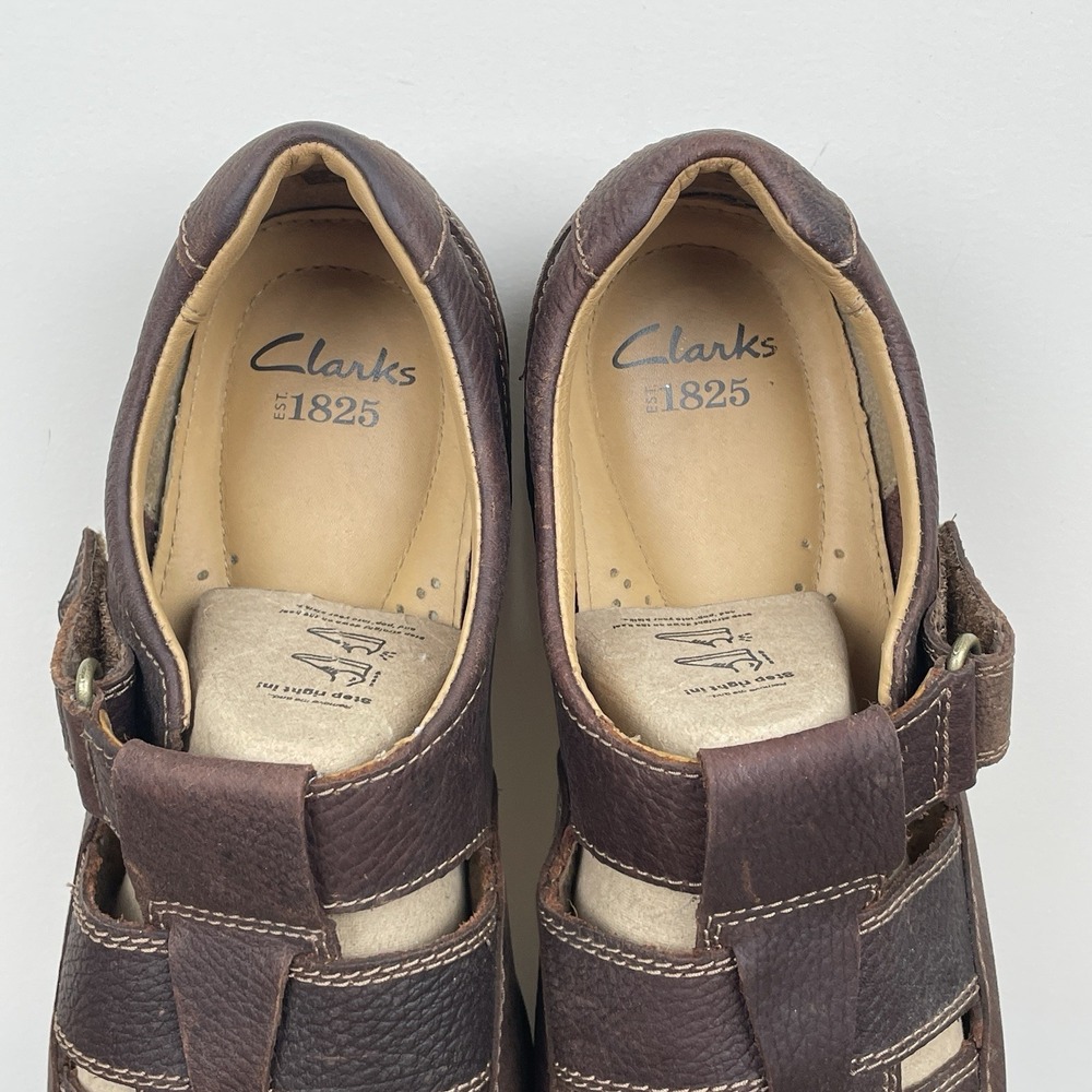 Clarks Mens Dark Brown Leather Fisherman Sandals Size 9.5W Casual Coastal Earthy - Picture 6 of 10